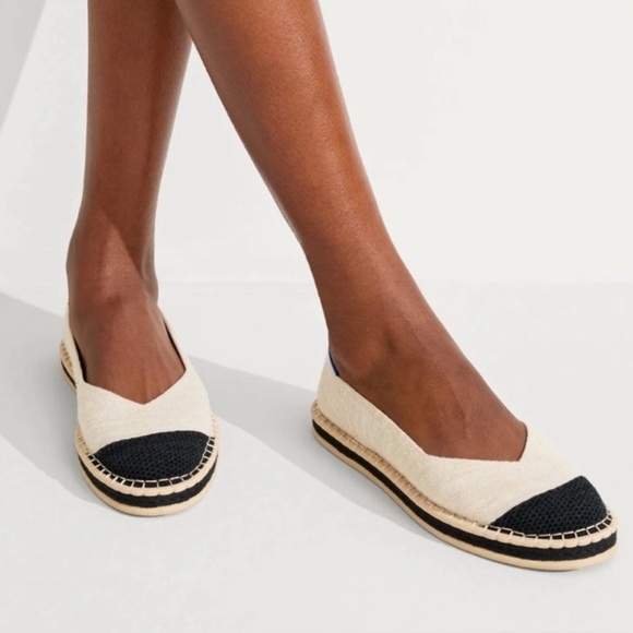 Rothy's Shoes - Rothy’s women’s espadrille boardwalk flats SIZE 9.5  NWOB BLACK & BEIGE.